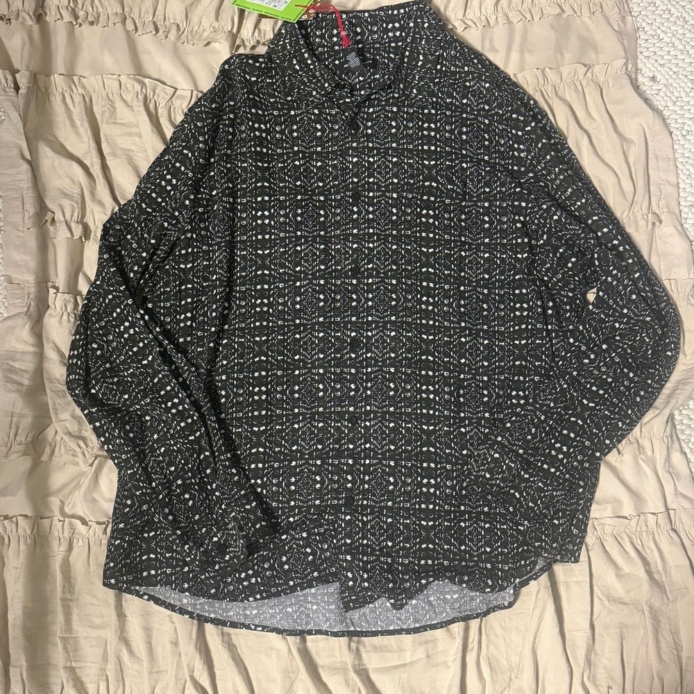 Houston White x Target Mens XL Black Geometric Rayon Button Down Shirt